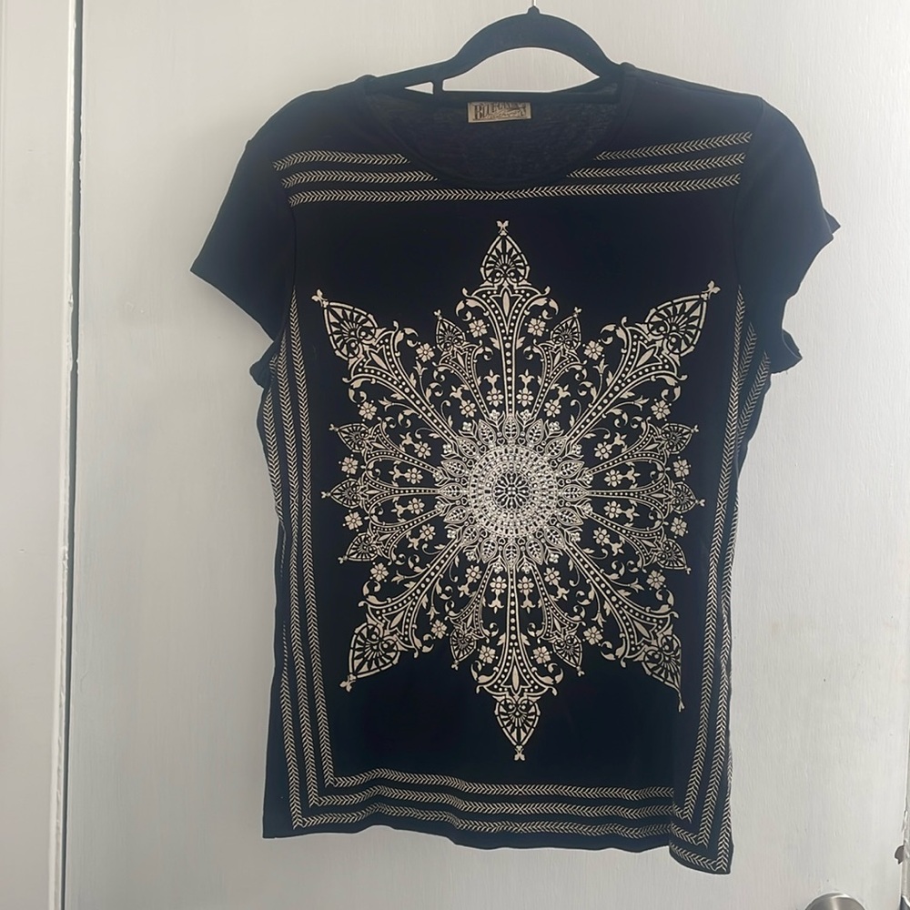 Black and White Mandala Print Blouse